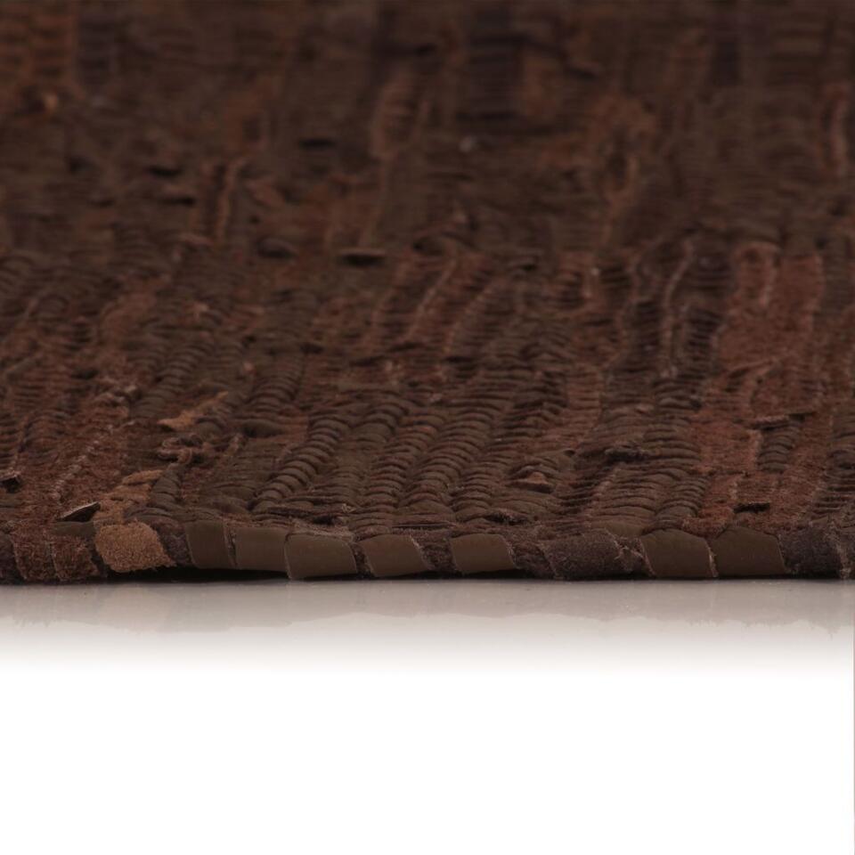 vidaXL Vloerkleed Chindi handgeweven 190x280 cm leer bruin