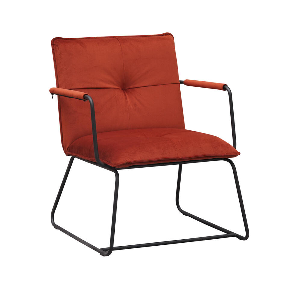 Industriële fauteuil Hailey roest velvet Kunstleder Cognac, Oranje product