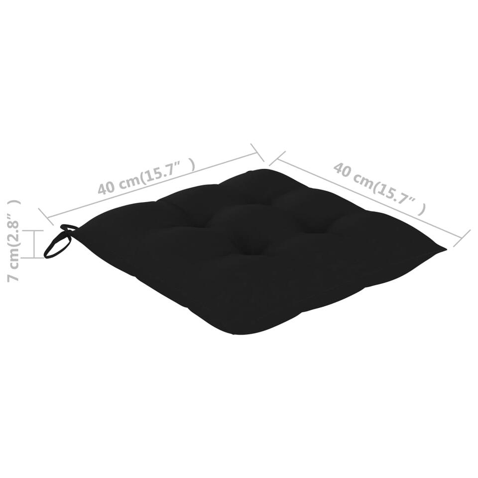 vidaXL Stoelkussens 4 st 40x40x7 cm stof zwart