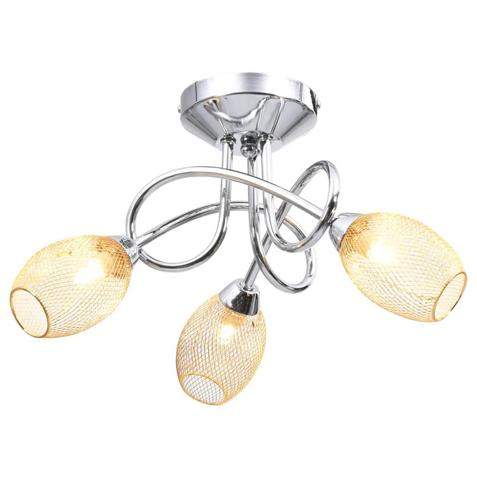 vidaXL Plafondlamp met vergulde kappen voor 3 x G9 peertjes