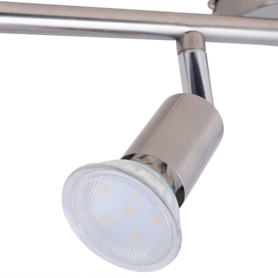 vidaXL plafondlamp met 6 led-spotlights satijn nikkel