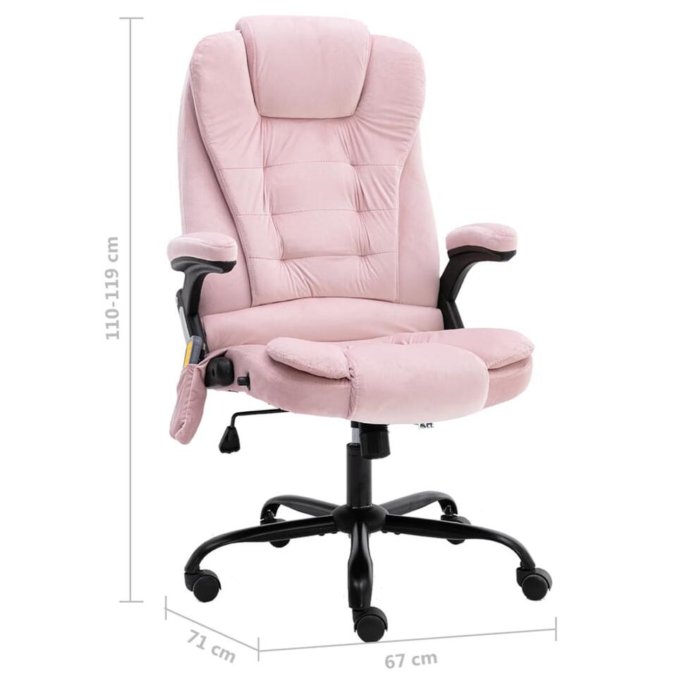 vidaXL Massagekantoorstoel fluweel roze