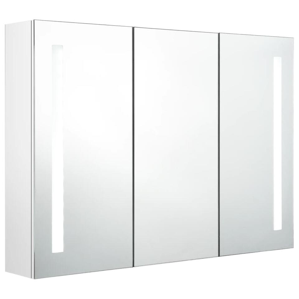 Taiko buik Saai Uitbreiding vidaXL Badkamerkast met spiegel en LED 89x14x62 cm glanzend wit | Leen  Bakker