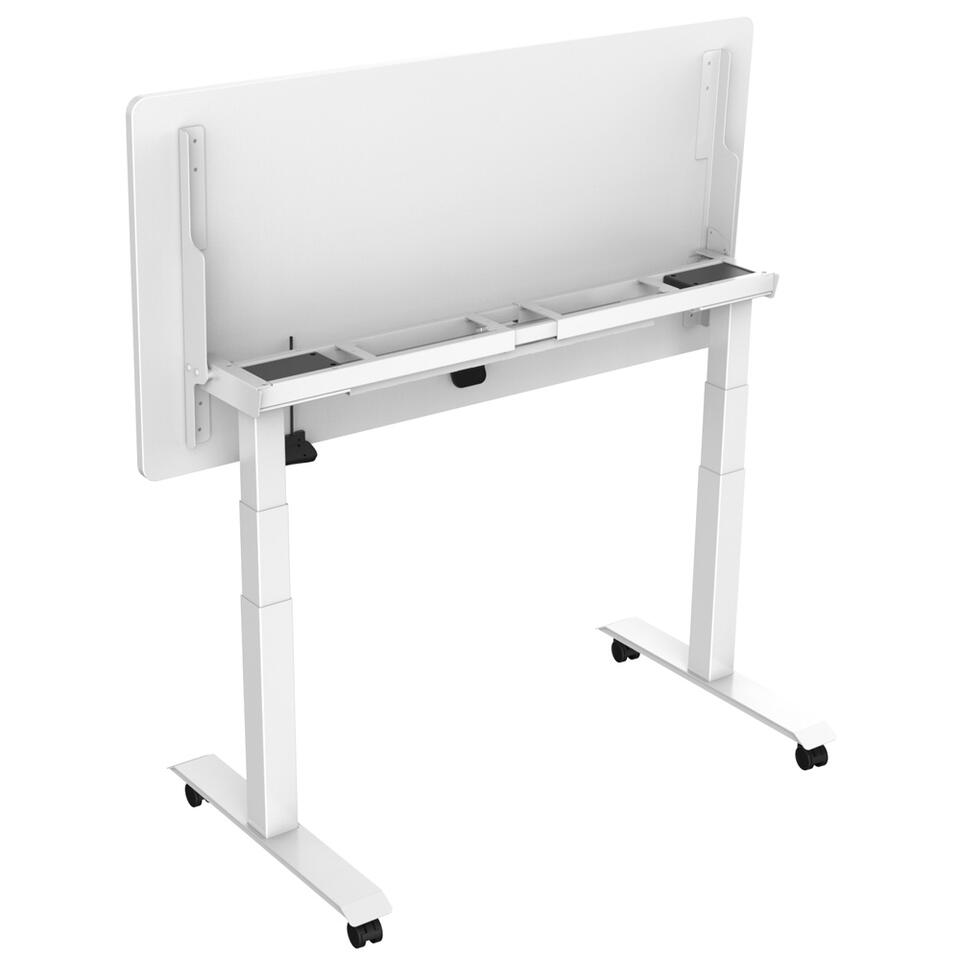 Elektrisch verstelbaar, opklapbaar en verrijdbaar bureau - 180x80 cm - Wit