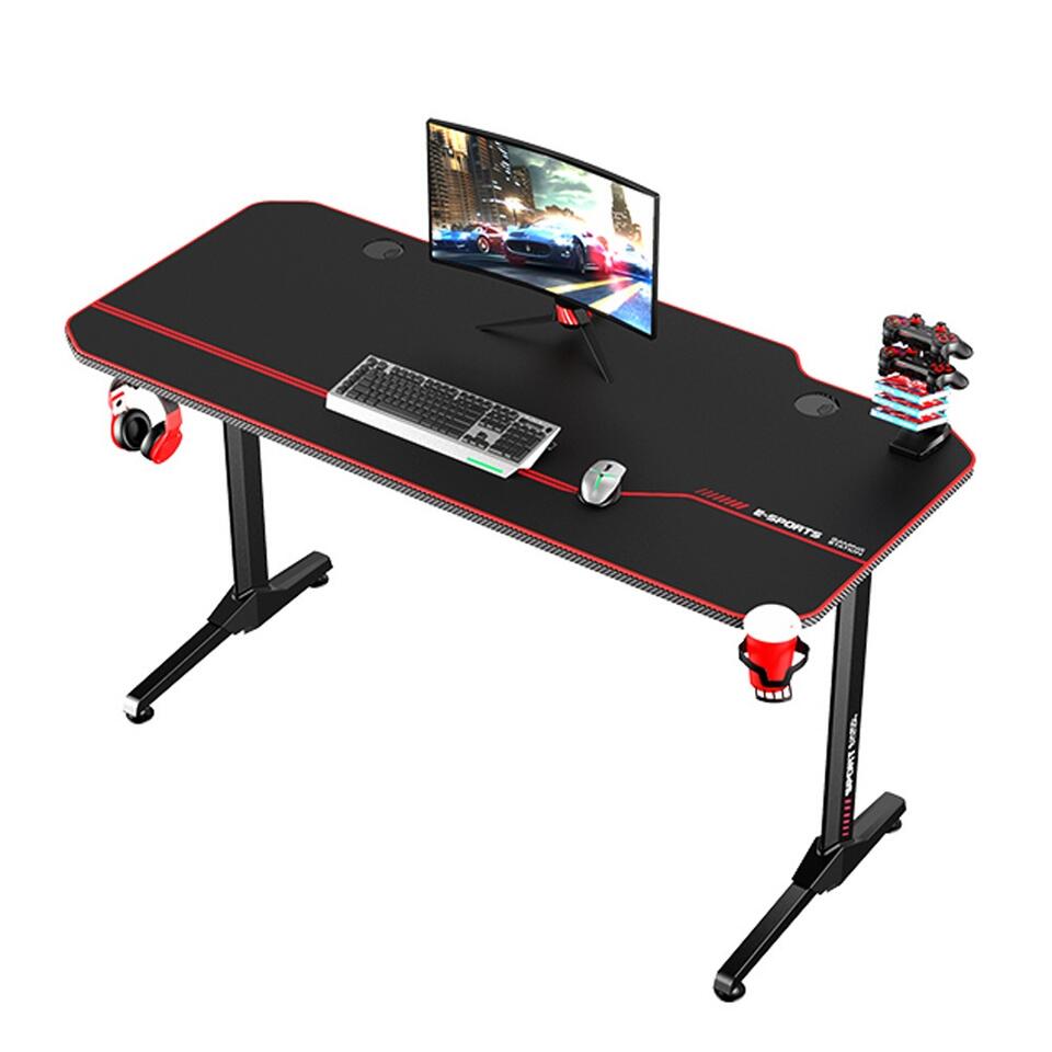 Gaming bureau zwart/rood - 140x66 cm