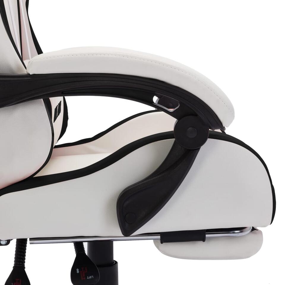 vidaXL Racestoel met RGB LED-verlichting kunstleer zwart en wit