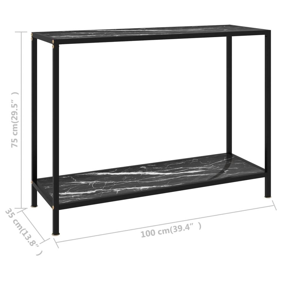 vidaXL Wandtafel 100x35x75 cm gehard glas zwart