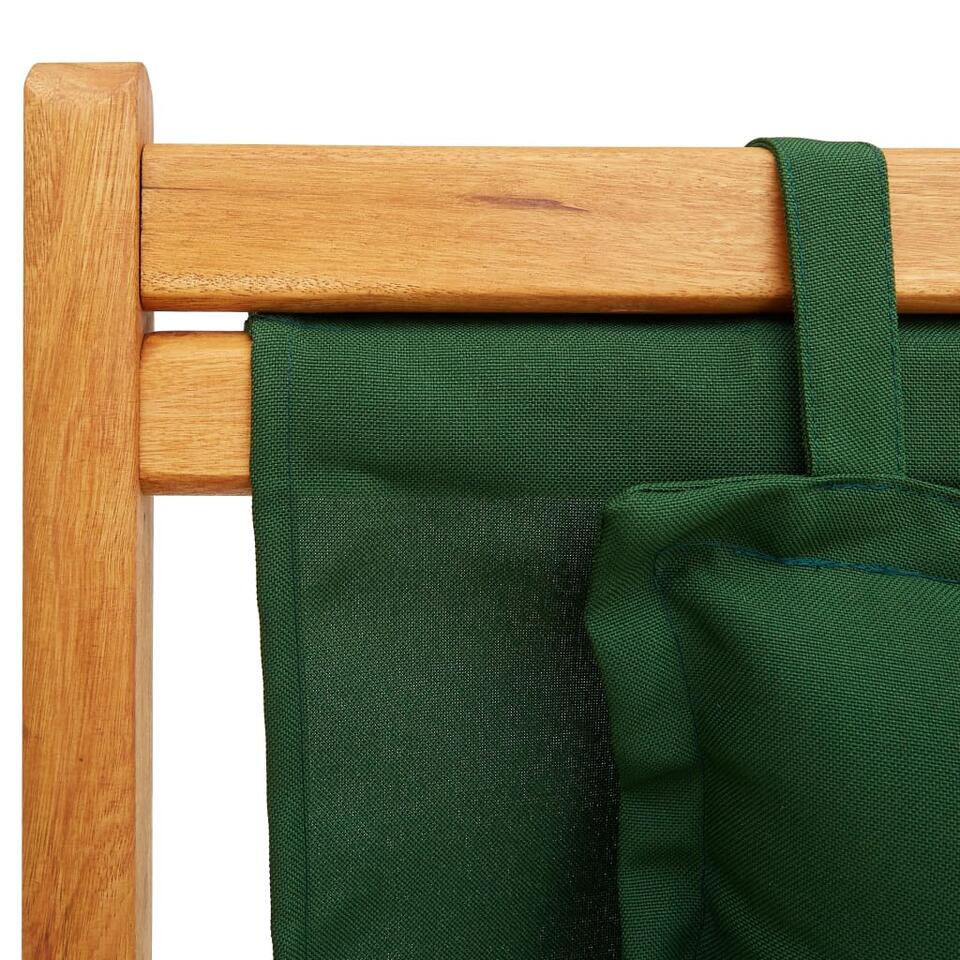 vidaXL Strandstoel inklapbaar massief eucalyptushout en stof groen