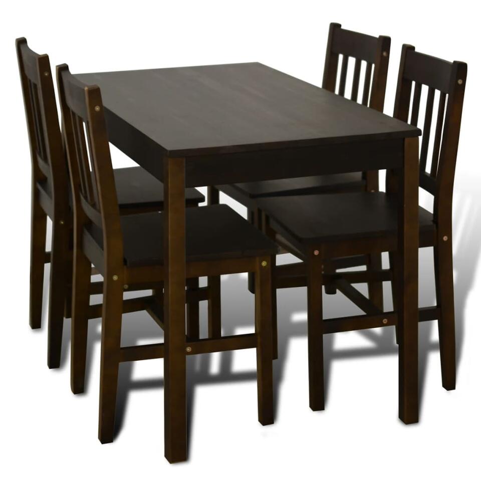Blij Toelating referentie vidaXL Eettafel met 4 stoelen hout bruin | Leen Bakker
