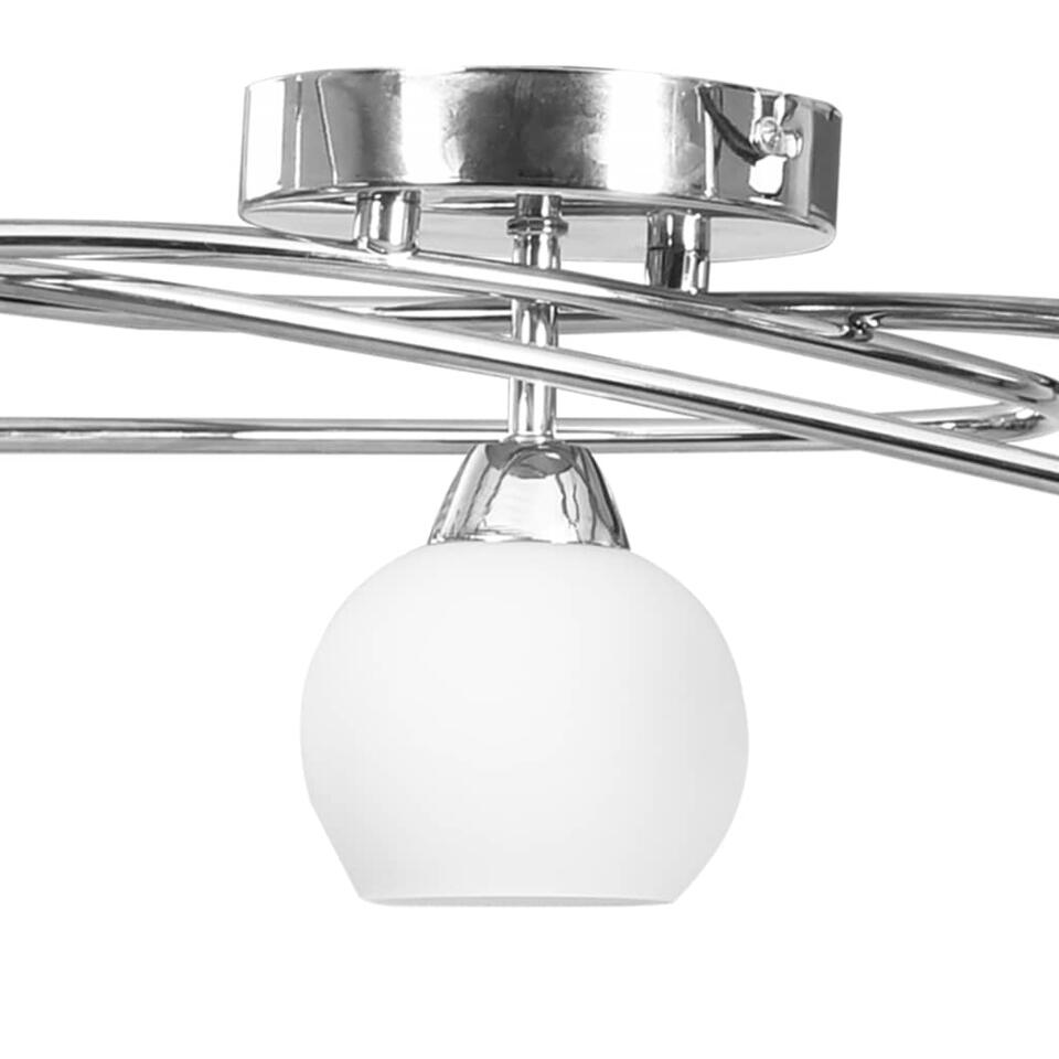 vidaXL Plafondlamp met ronde wit keramische lampenkappen 5 G9 peertjes