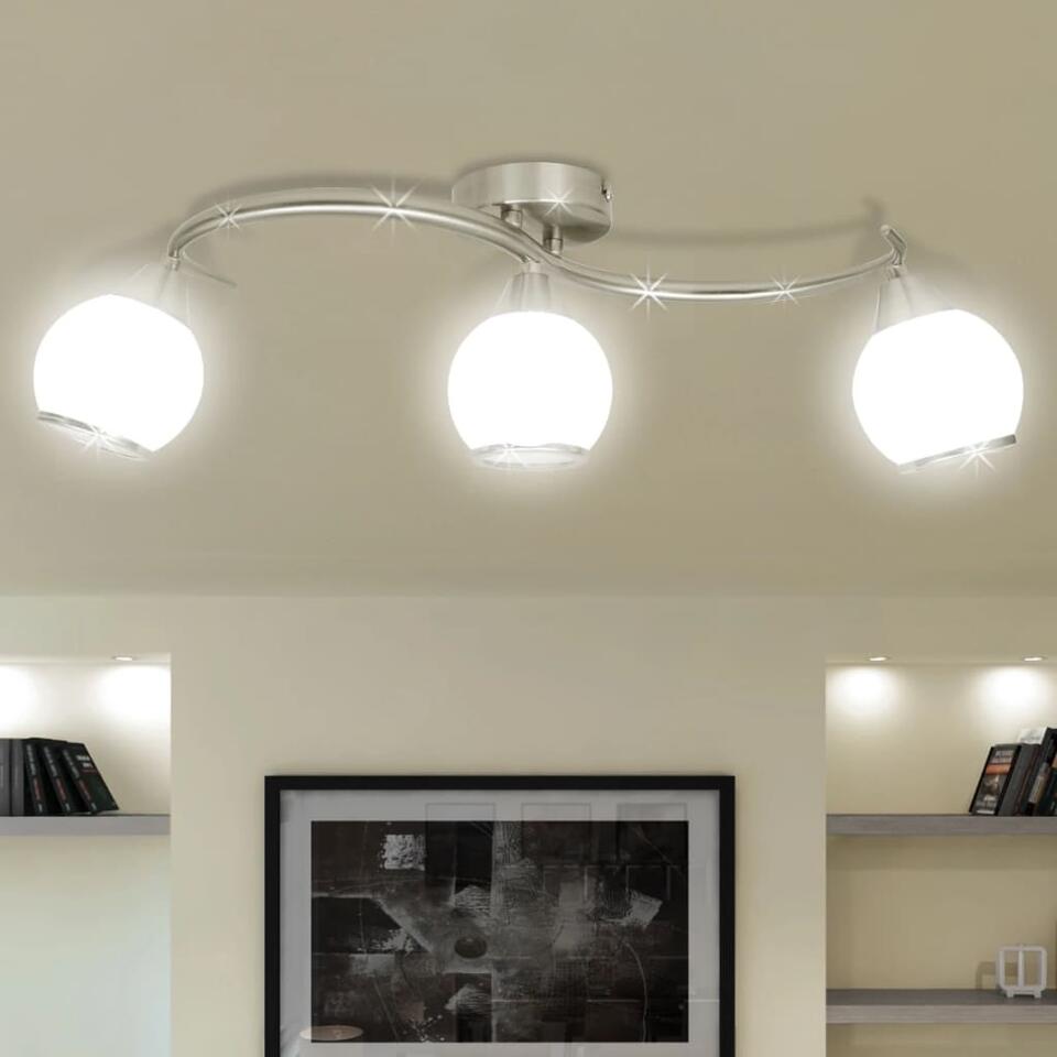 vidaXL Plafondlamp glazen kappen + golvende rail voor 3 x E14 peertjes
