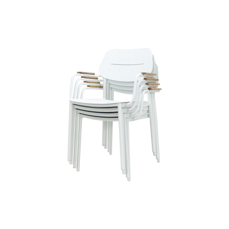 GreenChair Courage Dining chair - teak armleuning - White