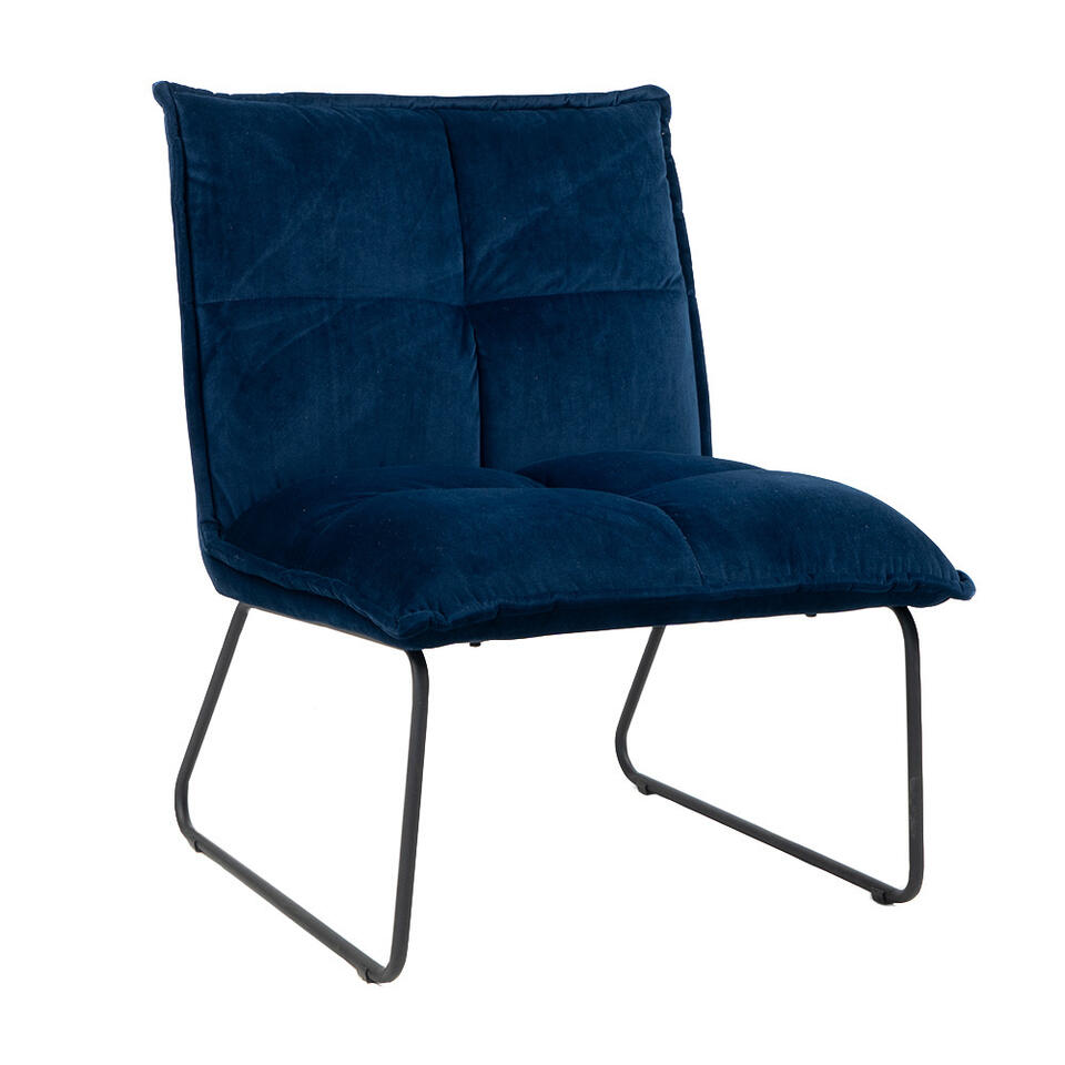 Tranen Ik heb het erkend onthouden Velvet fauteuil Maud donkerblauw - Stof - Blauw | Leen Bakker