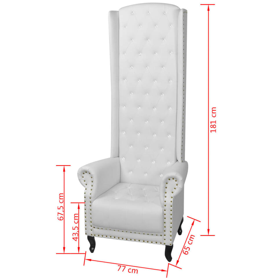 vidaXL Hoge fauteuil wit 77x65x181 cm