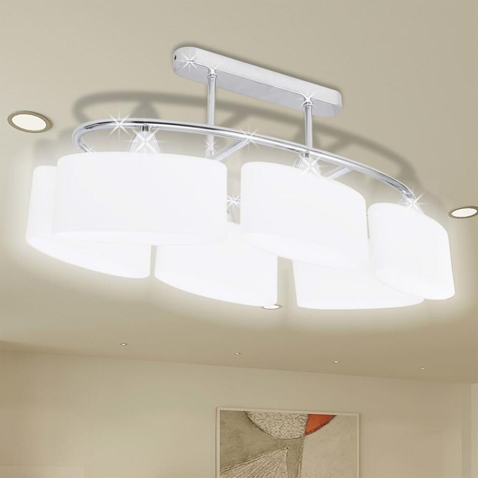 vidaXL Plafondlamp met ellipsvormige glazen kappen 4 st E14