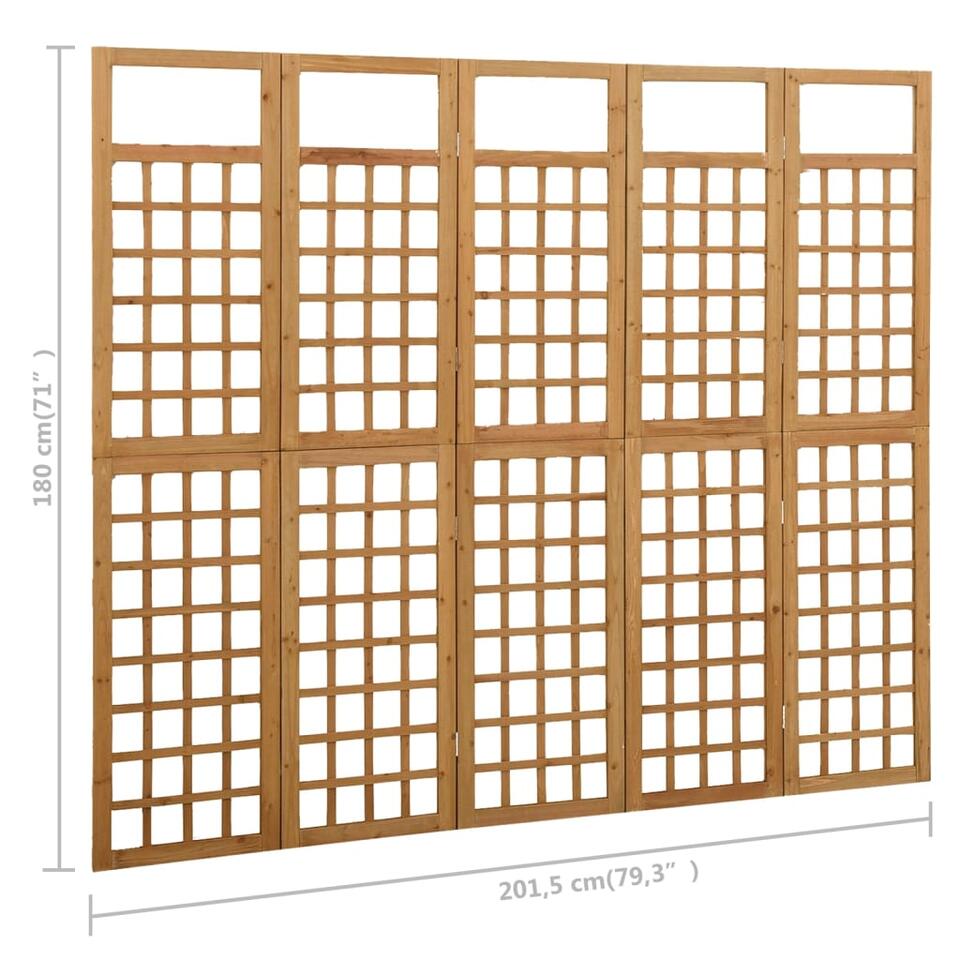 vidaXL Kamerscherm/trellis met 5 panelen 201,5x180 cm vurenhout