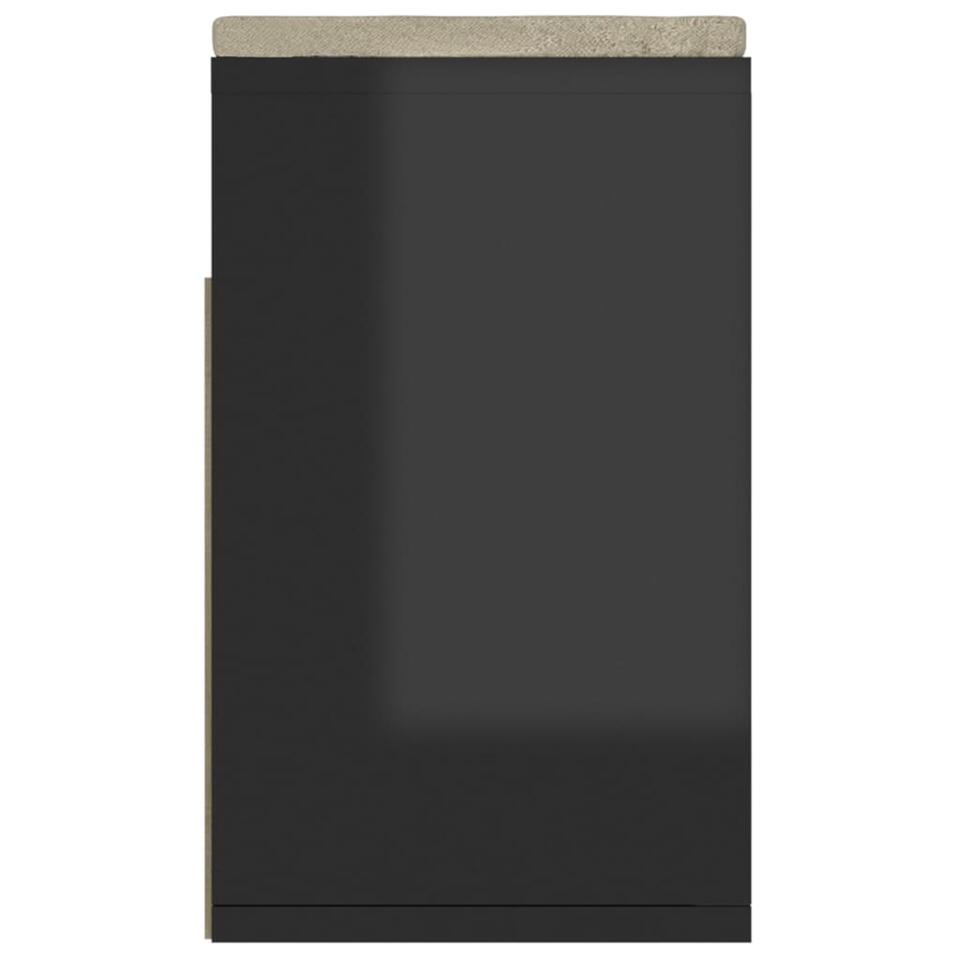 vidaXL Schoenenbank met kussen 104x30x49 cm spaanplaat hoogglans zwart
