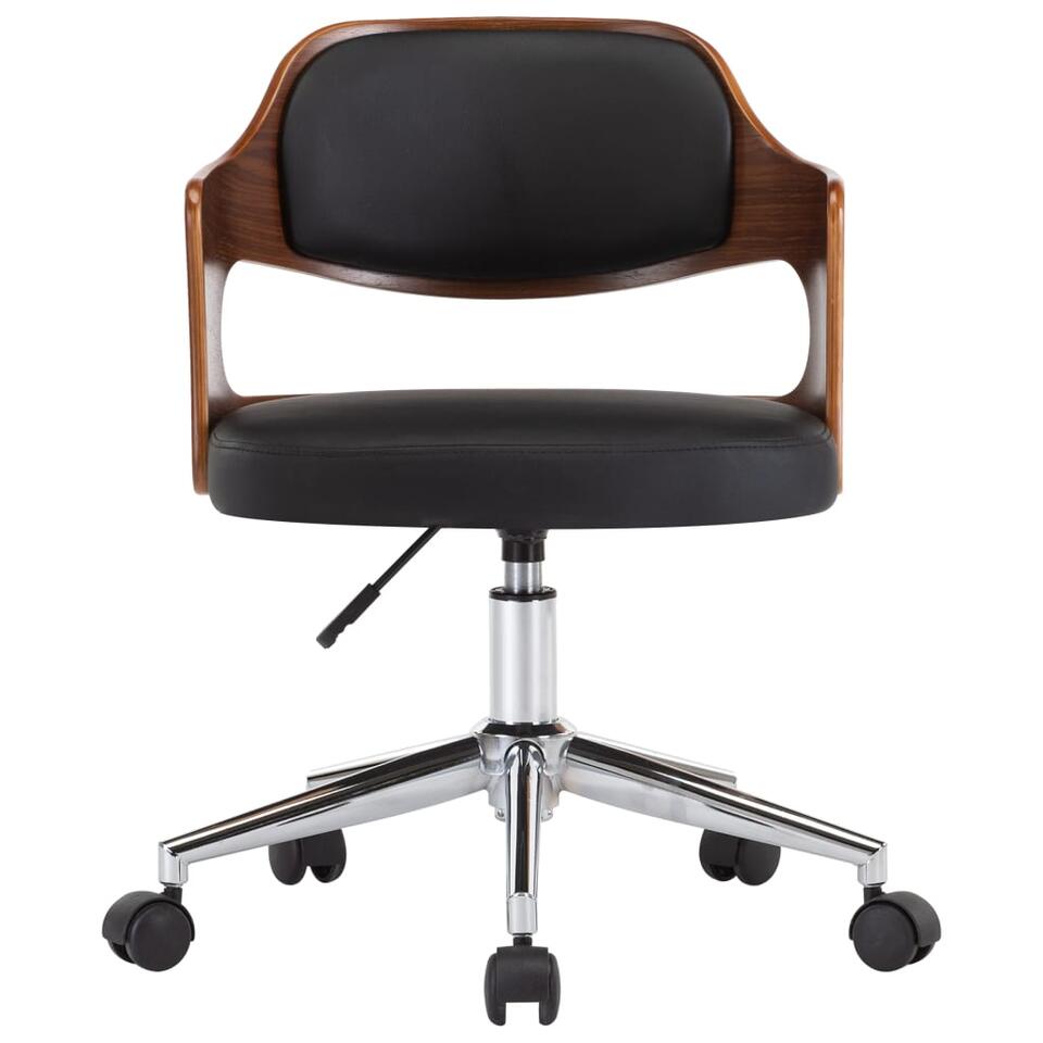 vidaXL Eetkamer stoel draaibaar 2 st gebogen hout en kunstleer zwart