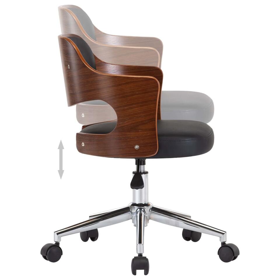 vidaXL Eetkamer stoel draaibaar 2 st gebogen hout en kunstleer zwart