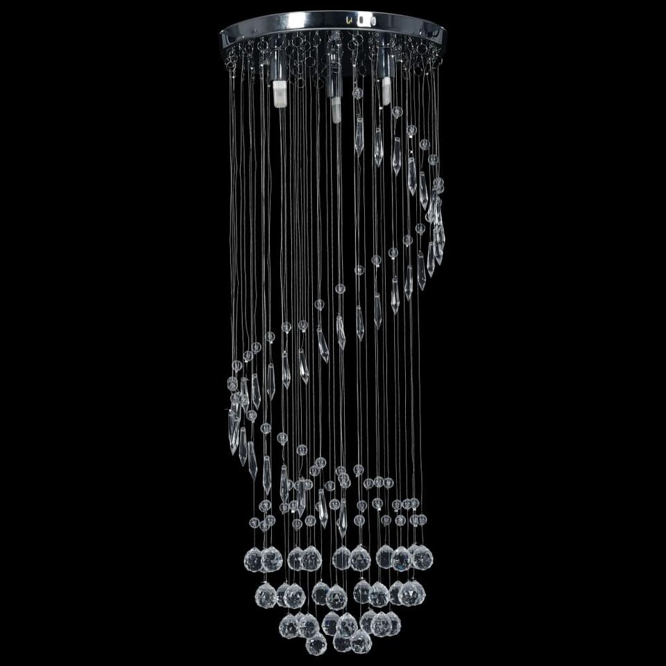 vidaXL Plafondlamp met kristallen kralen spiraal G9 zilverkleurig
