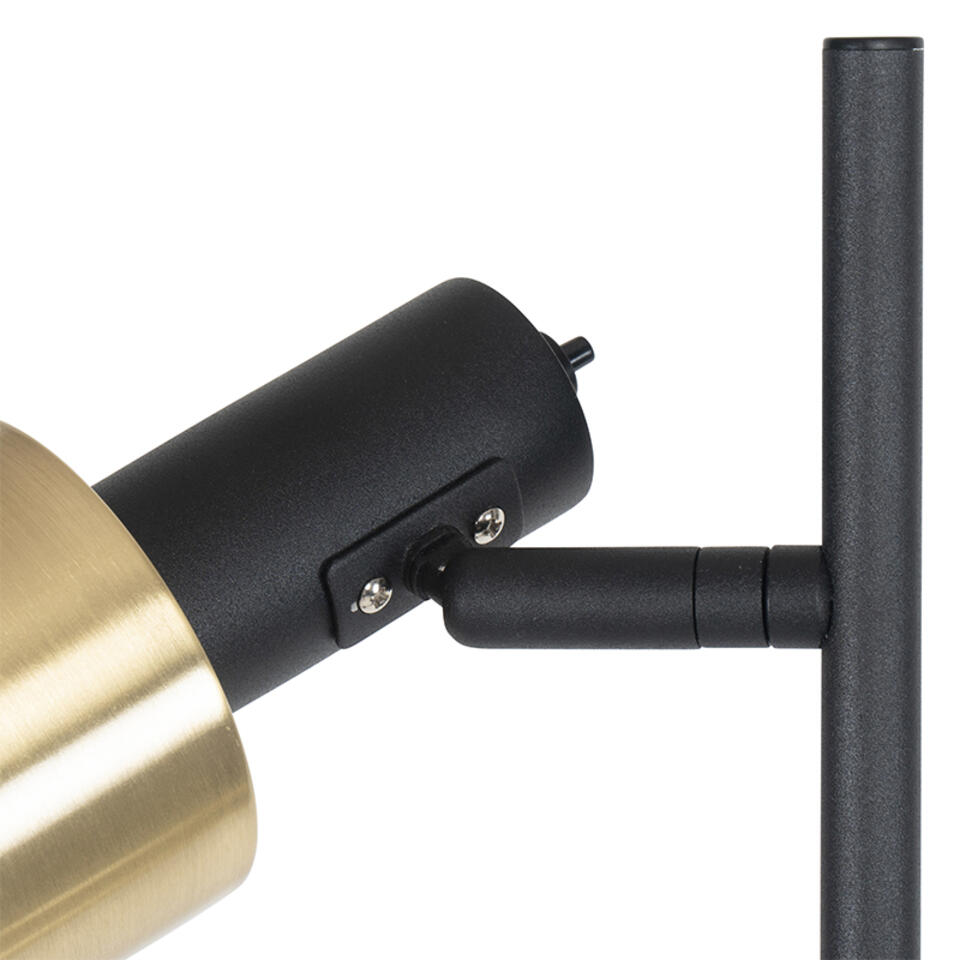 QAZQA Design vloerlamp zwart met goud 2-lichts - Stijn