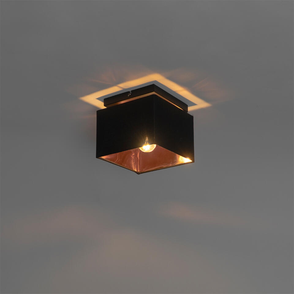 QAZQA Moderne plafondlamp zwart met goud - VT 1