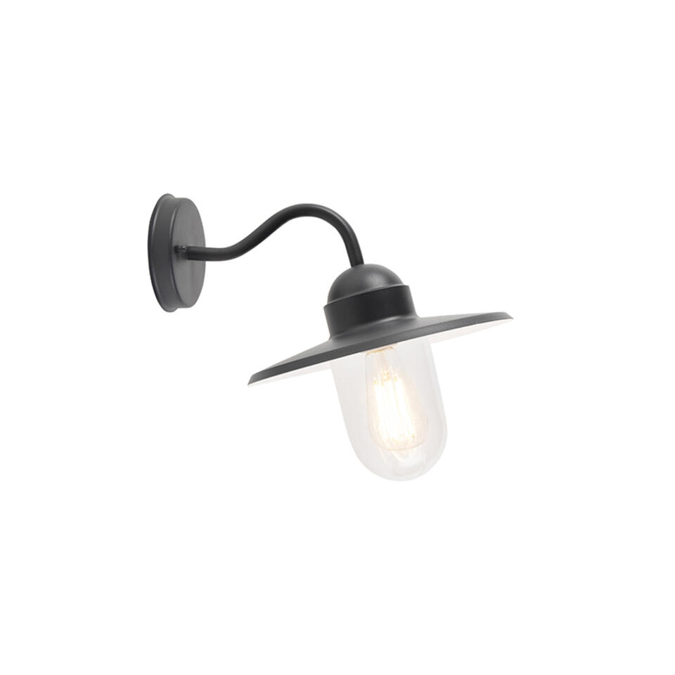 QAZQA Smart landelijke wandlamp antraciet IP44 incl. wifi E27 - Kansas