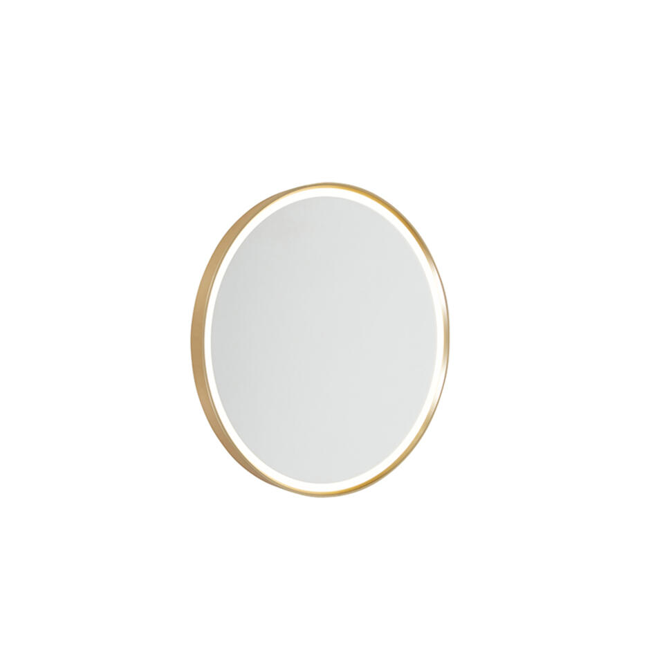 QAZQA Moderne badkamerspiegel goud incl. LED IP44 met spiegel - Miral