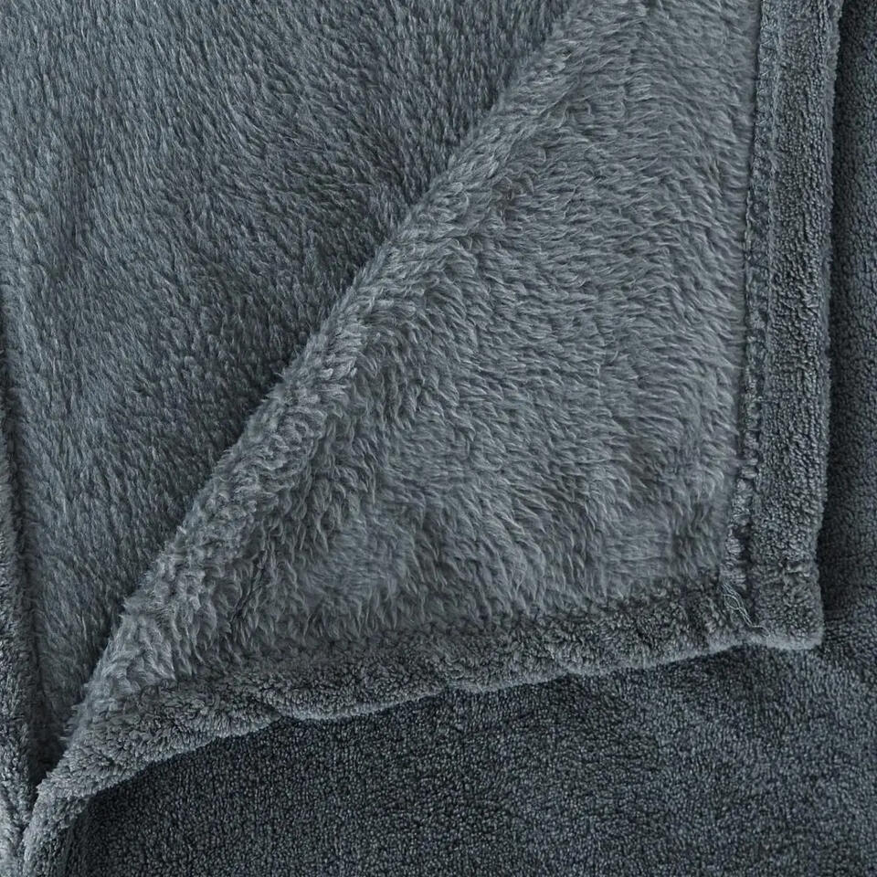 Grote Fleece deken- fleeceplaid -blauwgrijs 180 x 230 cm