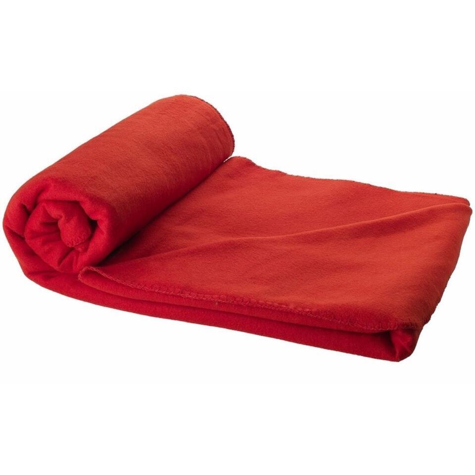 Plaid Rood Fleece plaid - rood - polyester - 150 x 120 cm | Leen Bakker