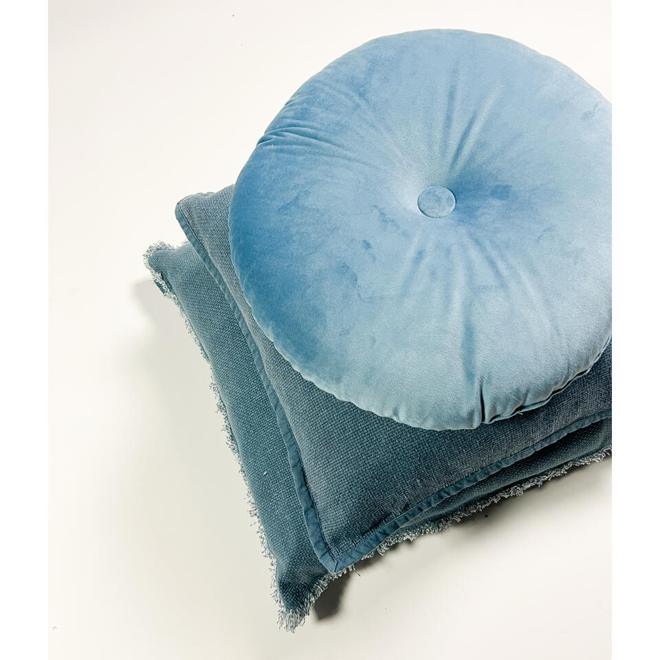 BURTO - Sierkussen van gewassen katoen Provincial Blue 60x60 cm - blauw