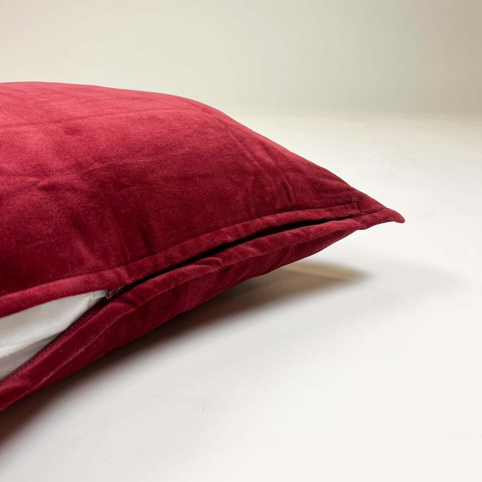 CAITH - Kussenhoes velvet 100% katoen 50x50 cm - Merlot - rood