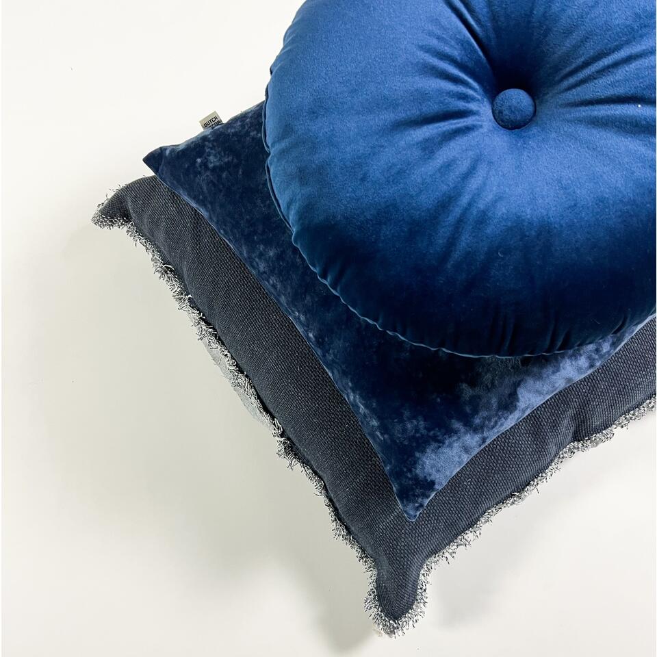 BURTO - Kussenhoes van gewassen katoen Insignia Blue 60x60 cm - blauw