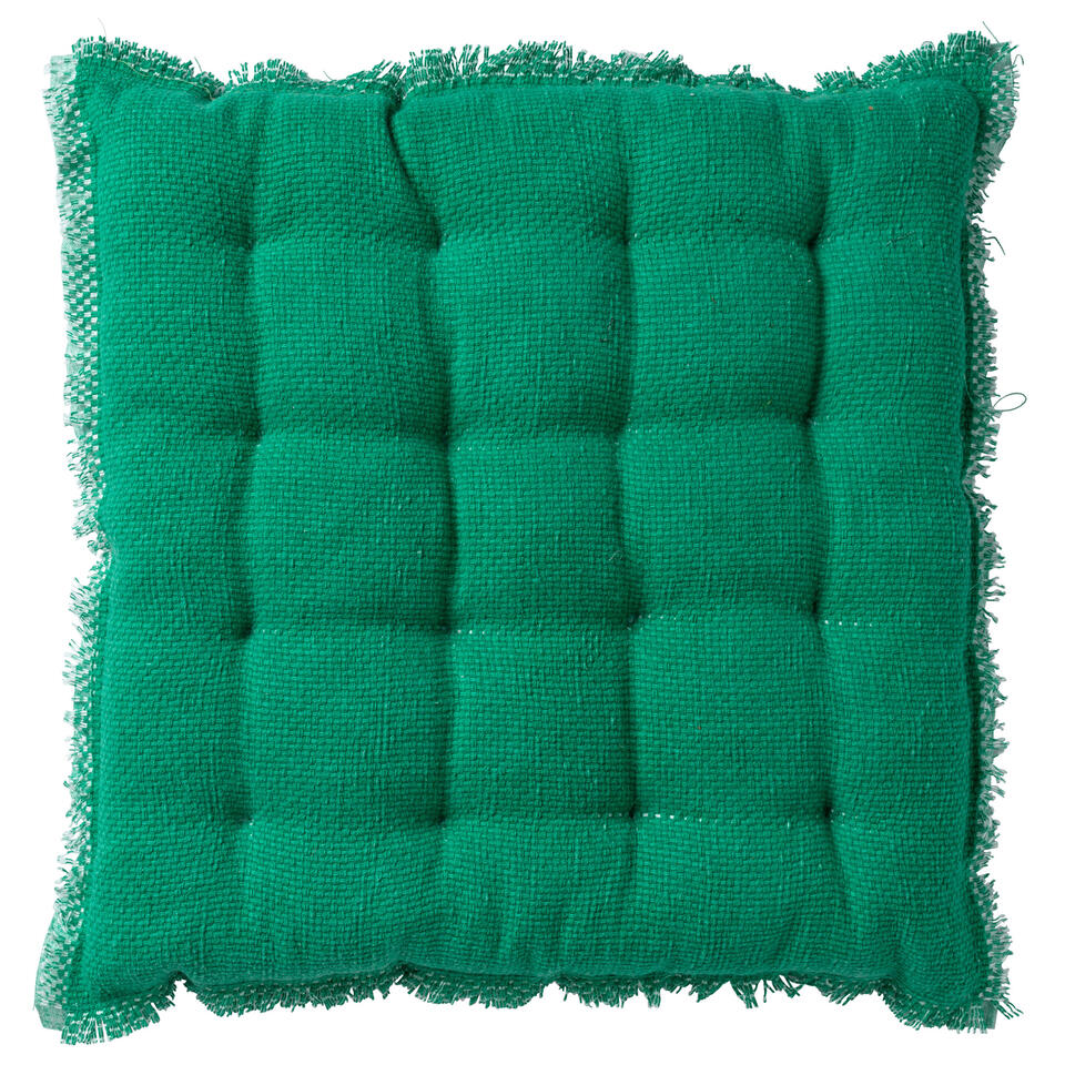Eerbetoon Profeet bijkeuken BURTO - Stoelkussen van gewassen katoen Emerald 40x40 cm - groen | Leen  Bakker