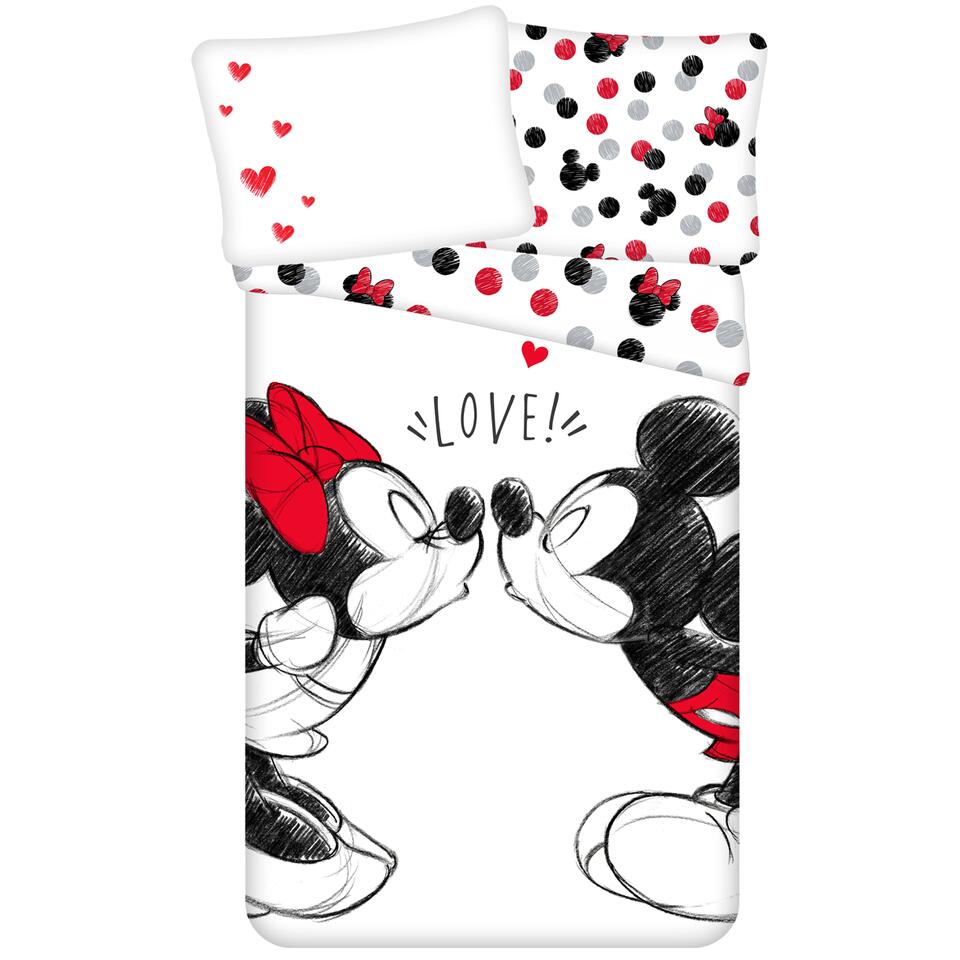 Cyclopen Overvloedig Sinis Disney Minnie & Mickey Mouse Dekbedovertrek, Love - 140 x 200 cm - Katoen |  Leen Bakker