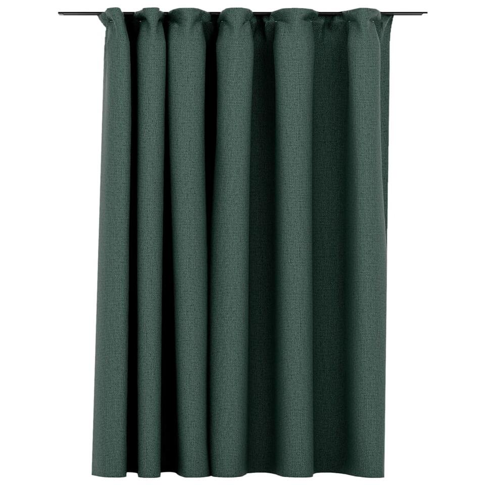 verklaren seksueel Miljard vidaXL Gordijn linnen-look verduisterend met haken 290x245 cm groen | Leen  Bakker