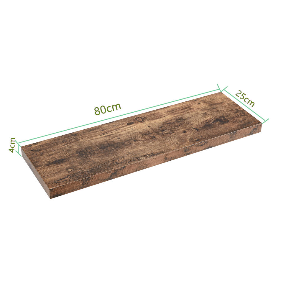 rietje Op te slaan Verzadigen ACAZA Boeken Plank van 80 cm lang, industrieel design, vintage bruin | Leen  Bakker