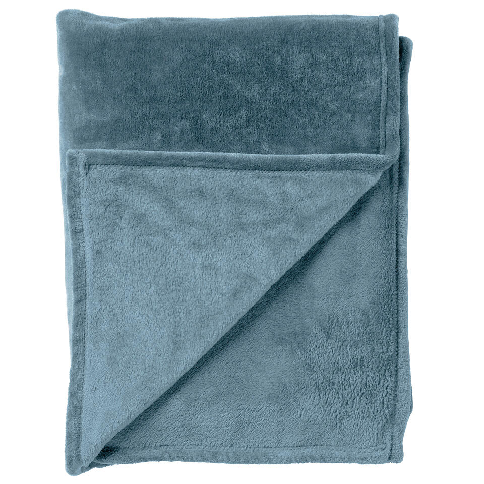 CHARLIE - Plaid flannel fleece XL - 200x220 cm - Provincial Blue - blauw