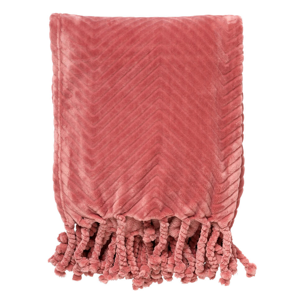 ZIGGY - Plaid van fleece 140x180 cm Dusty Rose - roze