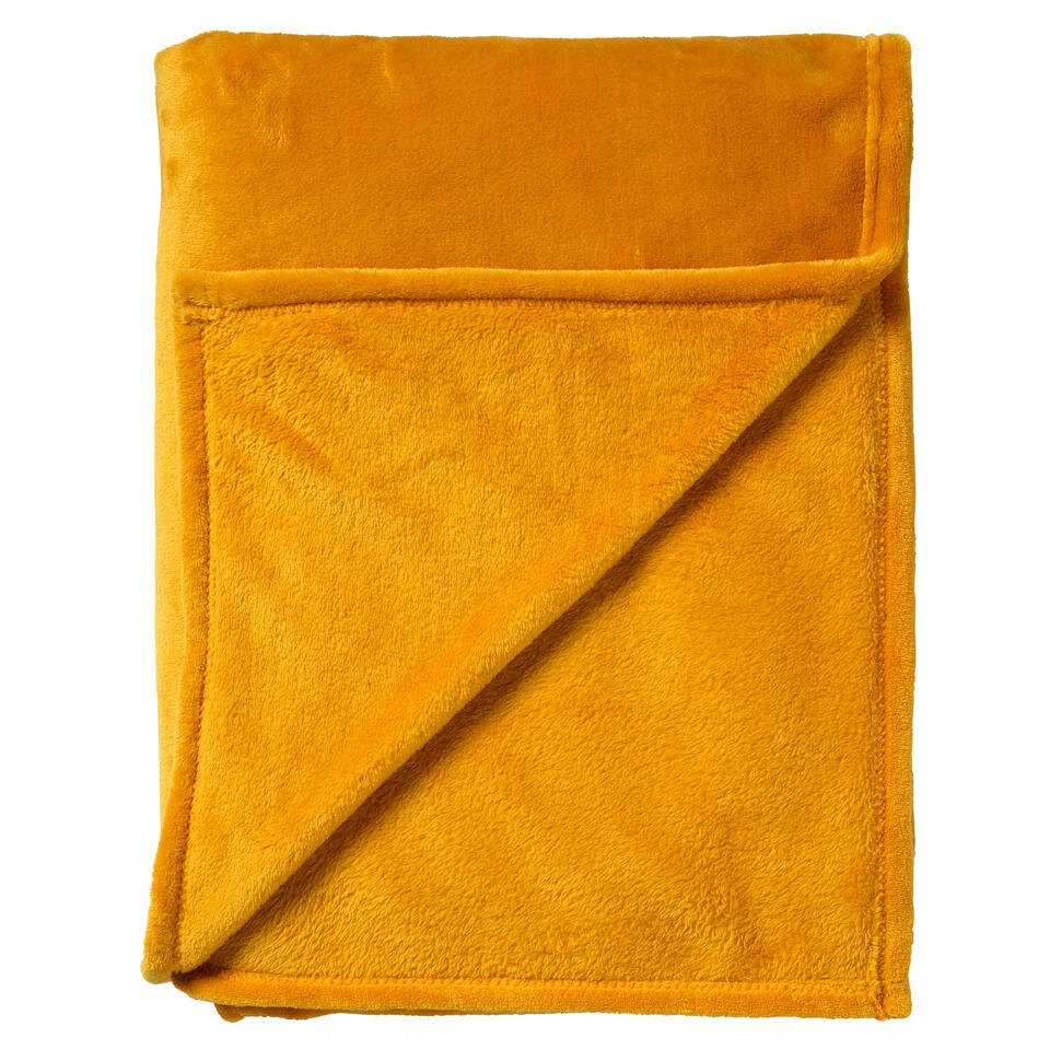 CHARLIE - Plaid flannel fleece XL - 200x220 cm - Golden Glow - geel