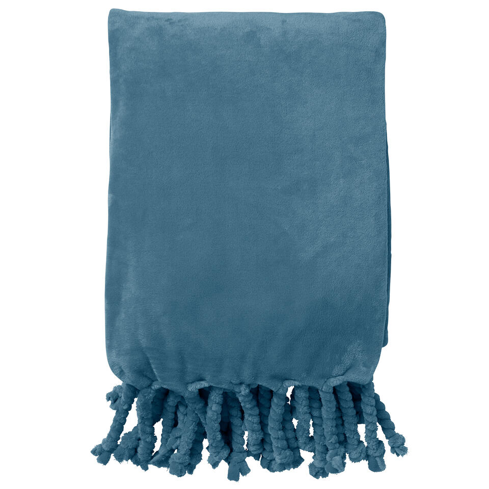 FLORIJN - Plaid fleece 150x200 cm - Provincial Blue - blauw - superzacht - met f