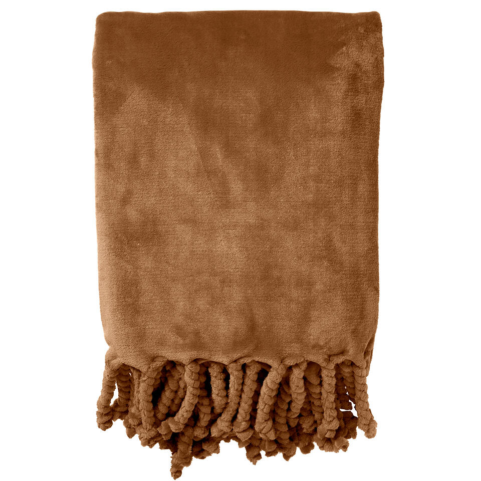 FLORIJN - Plaid fleece 150x200 cm - Tobacco Brown - bruin - superzacht - met fra