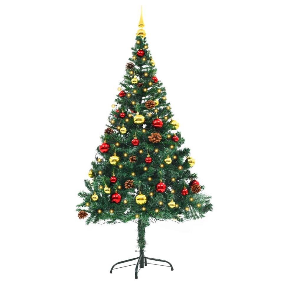 Ik zie je morgen Waarnemen bagage vidaXL Kunstkerstboom met kerstballen en LED's 150 cm groen | Leen Bakker