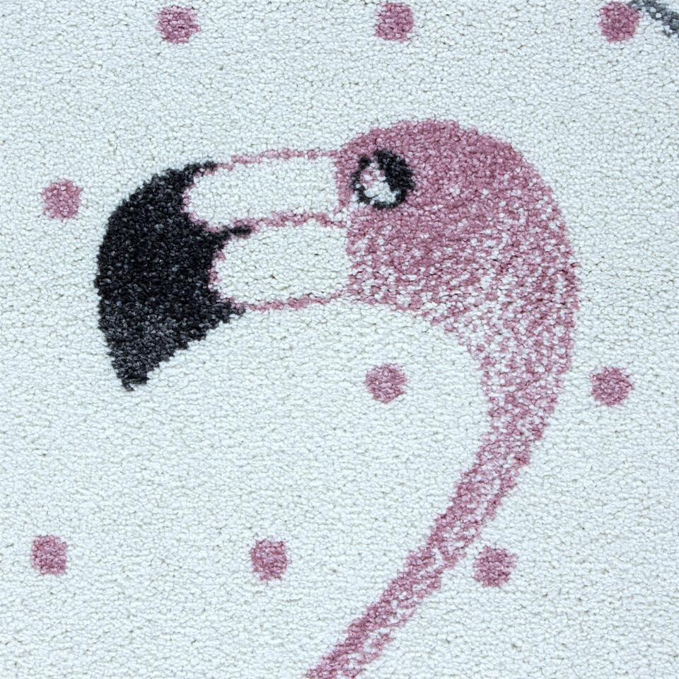 Kids Flamingo Vloerkleed Kinderkamer Grijs Laagpolig - 160x230 CM