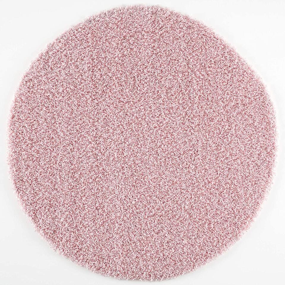 Opa Haalbaarheid duurzame grondstof Loca Shaggy Rond Vloerkleed Licht Roze Hoogpolig - 80 CM ROND | Leen Bakker