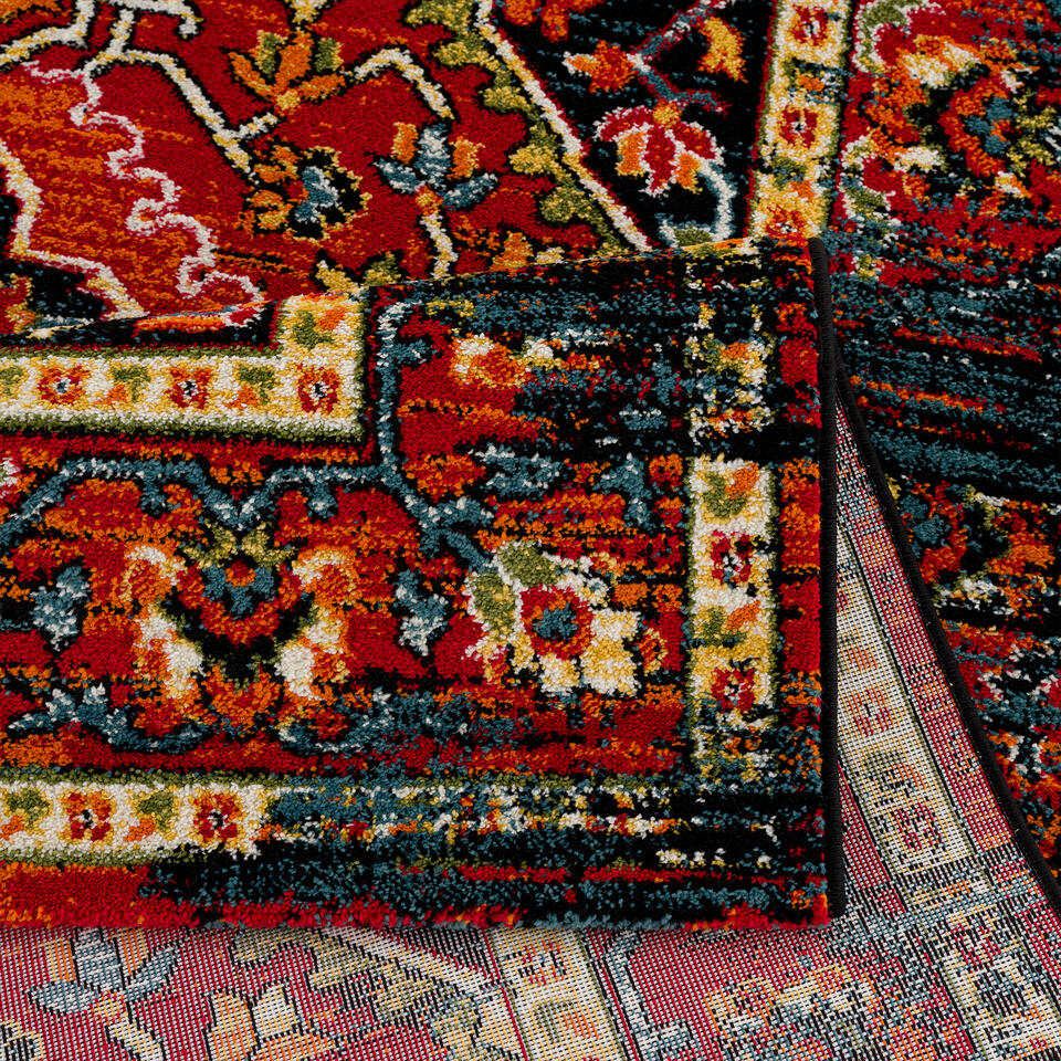 Vintage Marrakech Vloerkleed Zwart Multi Laagpolig - 160x230 CM | Bakker