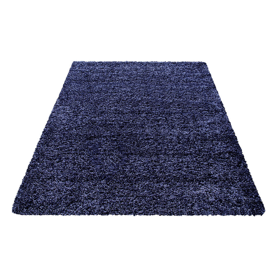 Basic Shaggy vloerkleed Donker Blauw Hoogpolig - 120x170 CM