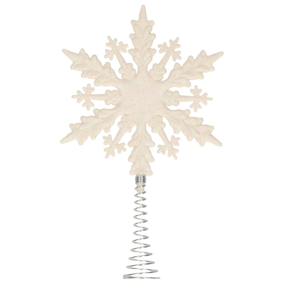 Ochtend Verslinden Vrijgekomen Kerstboom piek - platte sneeuwvlok - kunststof - wit glitter - 20 cm | Leen  Bakker