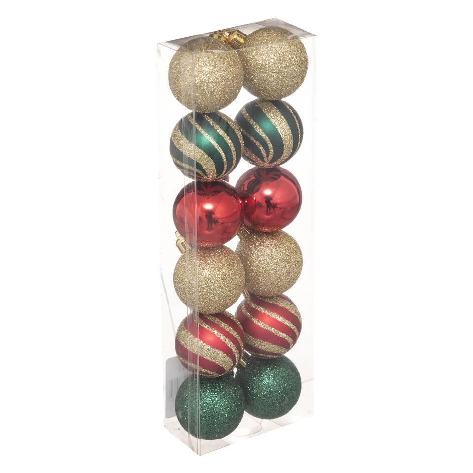 Sui Professor Bekritiseren Atmosphera Kerstballen - 12st - kunststof - goud-rood-groen - 4cm | Leen  Bakker