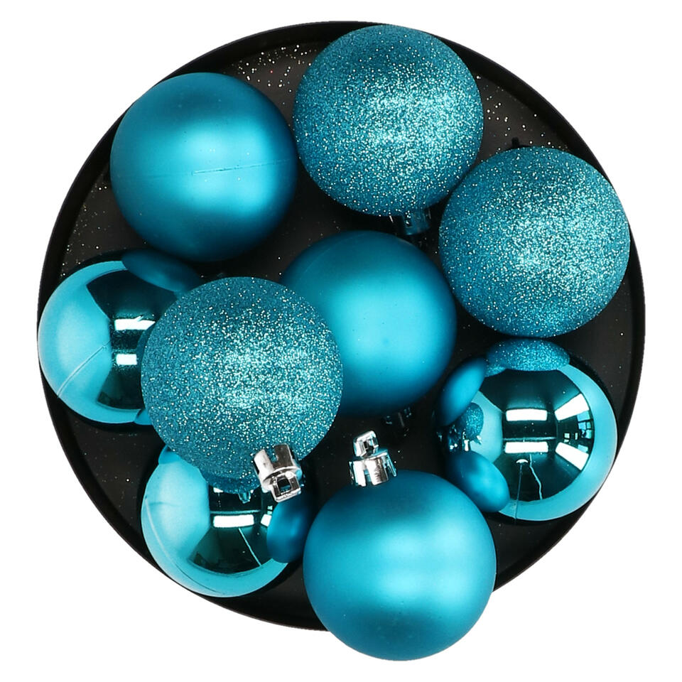 Warmte Wat mensen betreft verdund Atmosphera Kerstballen - 8st - kunststof - blauw-turquoise - 7cm | Leen  Bakker